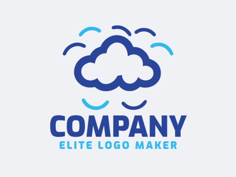 Customizable logo in the shape of a cloud with a pictorial style, the color used is blue.