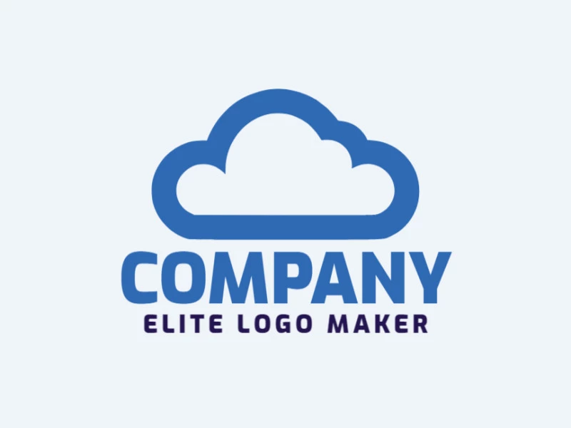 Customizable logo in the shape of a cloud with a minimalist style, the color used was blue.