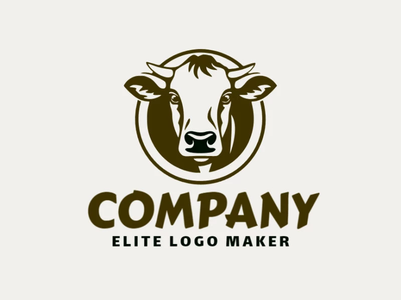 Create your own logo in the shape of a cow with a simple style with black and dark brown colors.