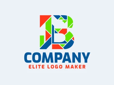 A mosaic-style logo with a creative twist on the letter 'B', featuring a vibrant mix of green, blue, and orange hues.