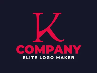 An attractive and cheap logo featuring a creative letter 'K' in red, designed with graceful lines that make a bold initial letter statement.