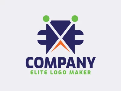 Logo created with abstract shapes, forming a creature with green, blue, and orange colors.