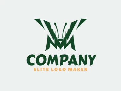 Create your own logo in the shape of cricket (insect), with abstract style and green color.