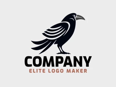 Logo template for sale in the shape of a crow, the colors used were grey and black.