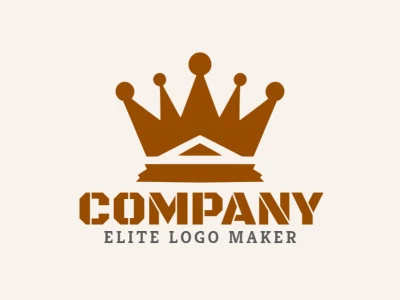 Logo is available for sale in the shape of a crown with a symmetric design and dark yellow color.