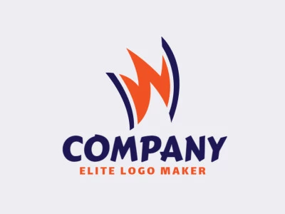 Logo Template for sale, in the shape of a crown combined with a letter "W", the colors used was blue and orange.