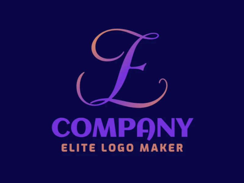 A cheap logo template featuring an editable cursive letter 'E' with a colorful gradient, perfect for adding a personal touch to any design project.