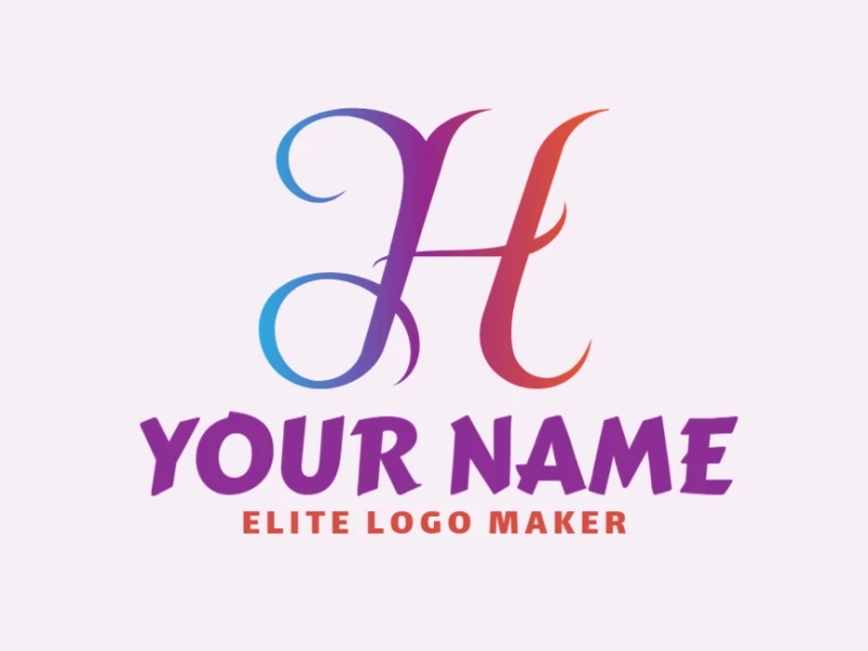 A graceful and cheap logo featuring a cursive letter 'H' with a soft gradient blend of purple and pink, adding elegance to the design.