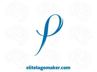 A minimalist design featuring the letter 'P' in cursive with a blue color, perfect for various purposes.