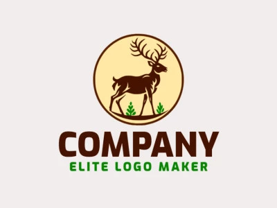 In a harmonious circular design, this logo showcases a graceful deer, adorned with shades of green, brown, and yellow, capturing nature's beauty.