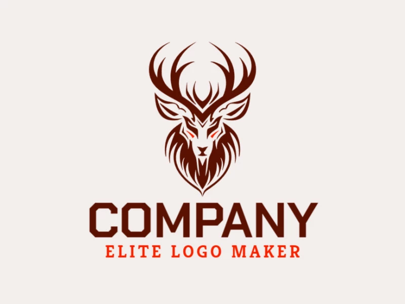 Logo template for sale in the shape of a deer, the colors used was orange and dark brown.