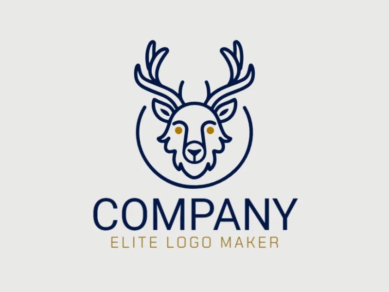 A logo of a deer with multiple lines, designed with a color combination of yellow and dark blue for a bold and striking appearance.