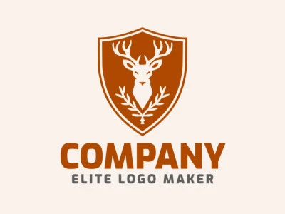 Combining strength and elegance, this mascot-style logo depicts a majestic deer within a shield-shaped frame, showcasing the colors of nature with a dominant shade of brown.