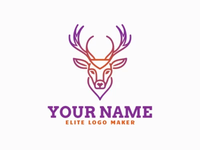 Gradient logo design featuring a deer with beautiful, flowing horns, blending colors seamlessly for a striking visual effect.