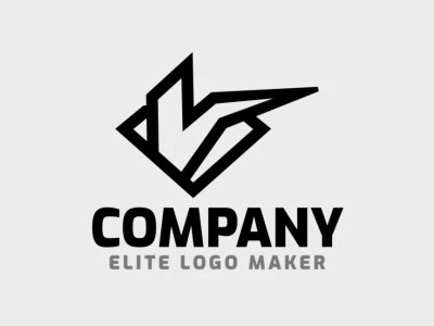 Customizable logo in the shape of a diamond combined with a bird, with creative design and monoline style.