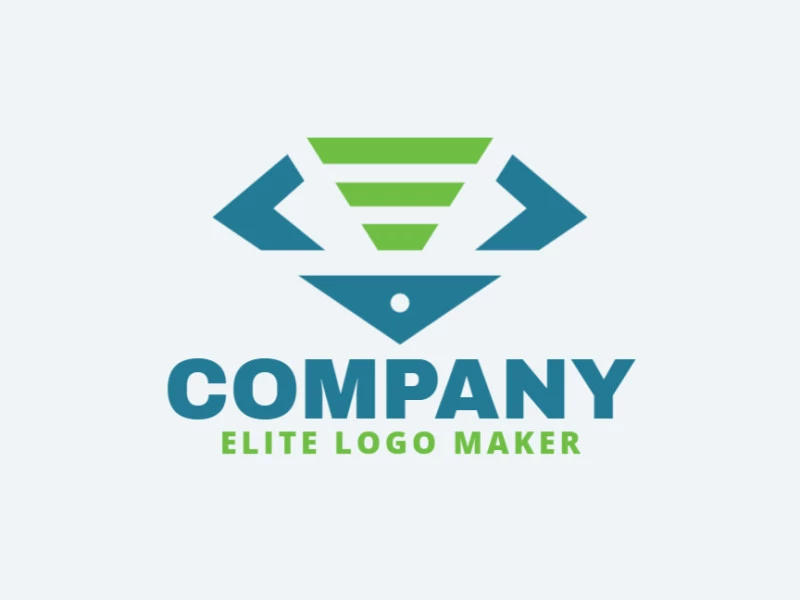 Ready-made logo in the shape of a diamond combined with a wifi icon formed of the original design and simple style, all texts are customizable.