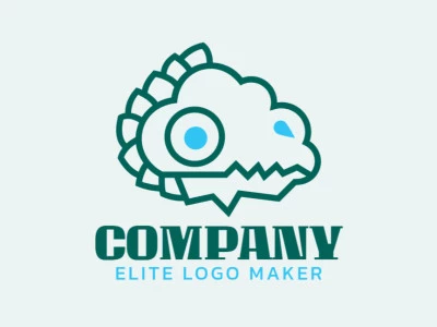 Creative logo design consisting of a dinosaur head and a cloud with refined design, the colors used are green and blue.