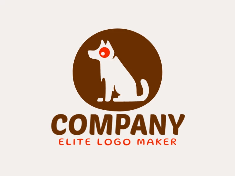 This charming mascot-style logo features a playful dog in hues of brown and red, capturing the loyalty and joyful spirit of man's best friend.