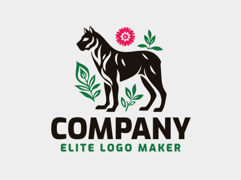 Professional logo in the shape of a dog combined with a flower with creative design and abstract style.