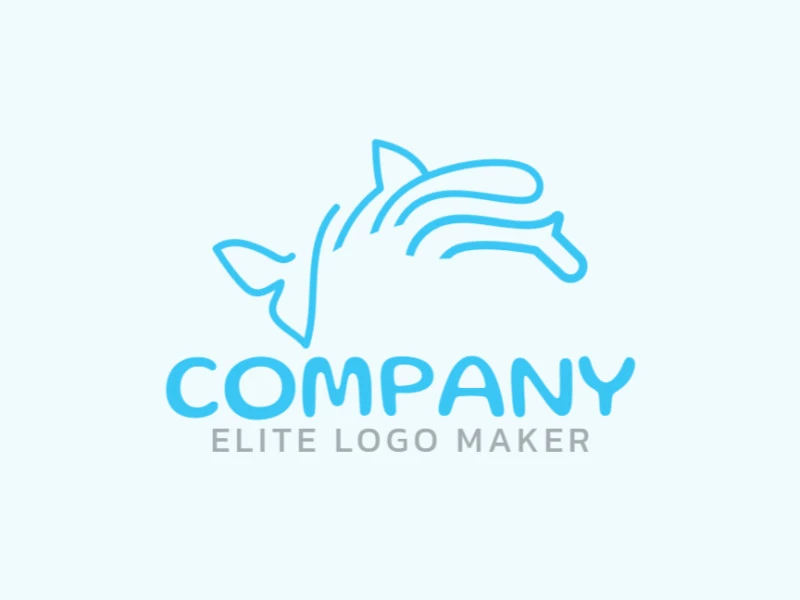 Animal logo in the shape of a dolphin composed of lines and abstract shapes with blue color.