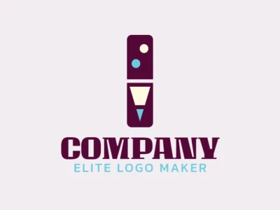 Simple logo with a refined design forming a domino combined with a pencil, the colors used was blue, brown, and beige.