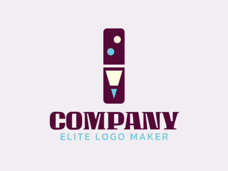 Simple logo with a refined design forming a domino combined with a pencil, the colors used was blue, brown, and beige.