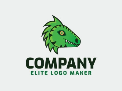 Vector logo in the shape of a dragon with gradient style with green, white, and yellow colors.