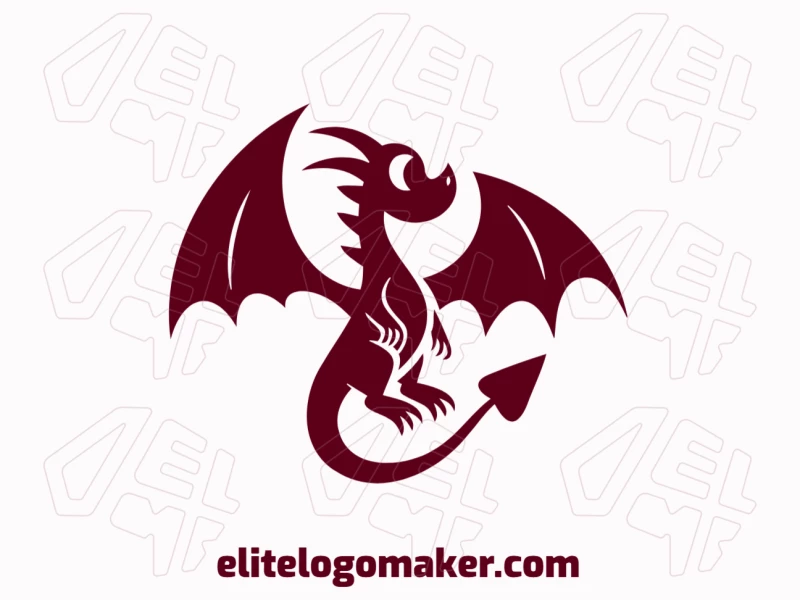 An abstract logo design portraying a dragon, evoking mystery and power in dark red tones.