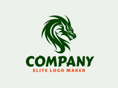 Abstract logo with a refined design forming a Dragon head, the color used was green.