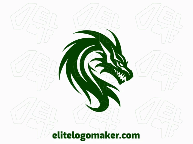 Abstract logo with a refined design forming a Dragon head, the color used was green.