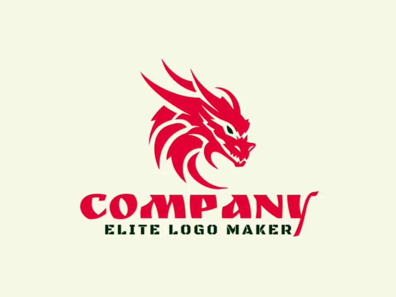 Mascot logo was created with abstract shapes forming a Dragon head with red and black colors.