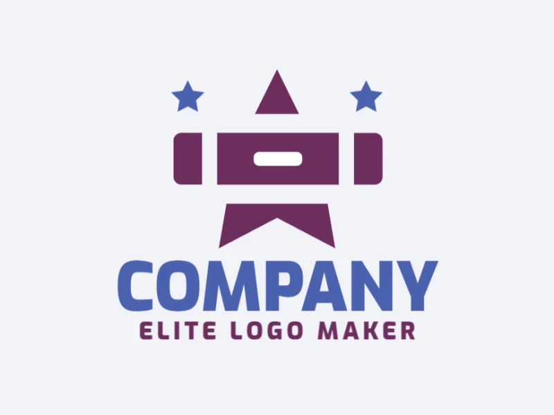 Logo with creative design, forming a drawer combined with stars, with abstract style and customizable colors.