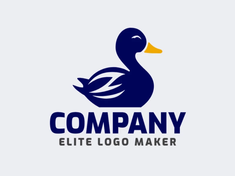 Logo template for sale in the shape of a duckling, the colors used were yellow and dark blue.