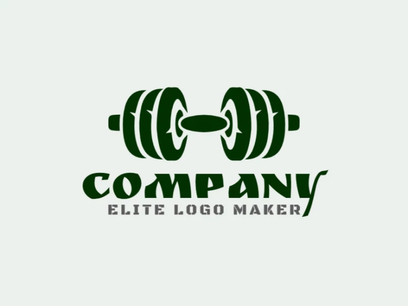 A symmetric dumbbell logo design symbolizing balance and strength, crafted in dark green hues.