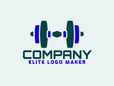 Minimalist logo with a refined design forming a dumbbell, the colors used were blue and dark green.