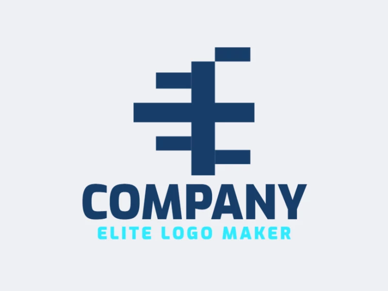 Create your own logo in the shape of a letter "E" with an initial letter style and blue color.