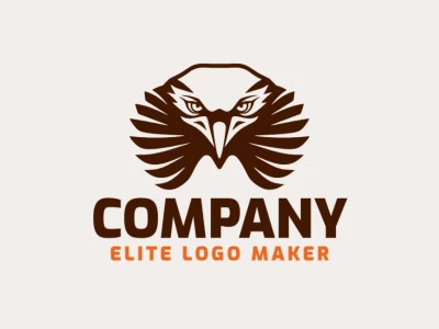 Create a logo for your company in the shape of an eagle with a symmetric style and brown color.