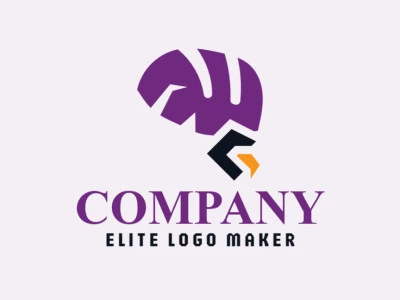 Logo design in the shape of an eagle combined with a brain with abstract design and purple, yellow, and black colors, this logo is ideal for any business.