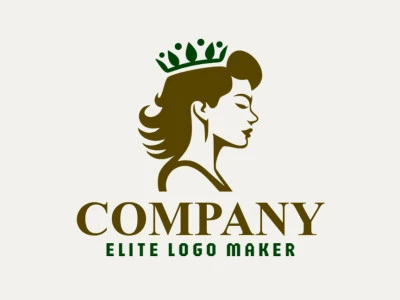 Logo template for sale in the shape of an ecological queen, the colors used were brown and dark green.