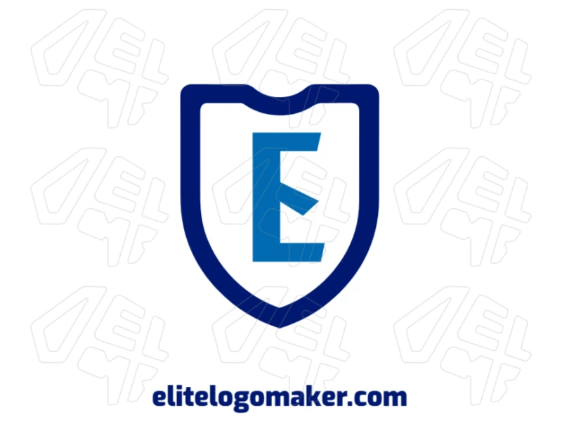 Elegant Letter "E" Inside A Blue Shield: Logo An elegant letter 'E' inside a blue shield, featuring a professional emblem style for a bold and sophisticated look.