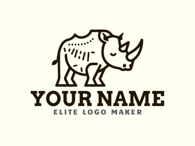 A different logo design featuring an elegant rhino in monoline style, showcasing simplicity and sophistication.