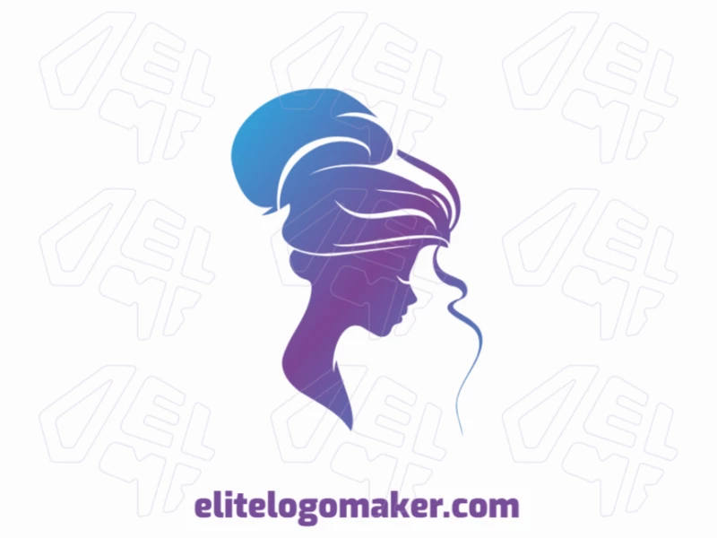 Elegant woman logo in a gradient style, offering a creative design that embodies the concept of grace, sophistication, and modern beauty.