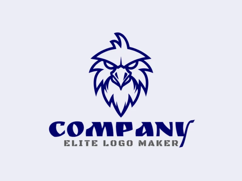 An abstract logo featuring an evil blue bird, designed with a distinguished style that serves various creative purposes and stands out in branding.