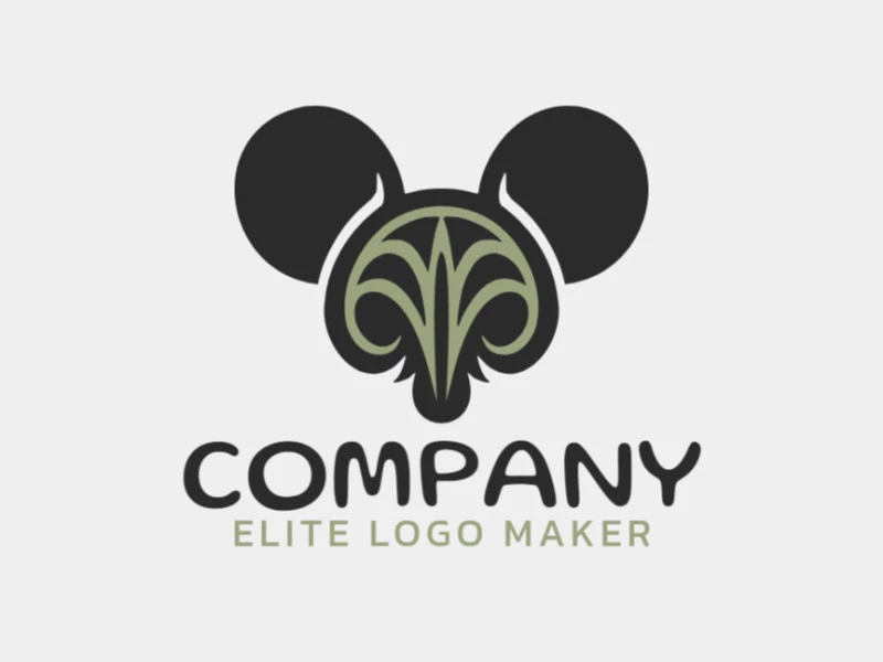 A flexible and skillfully crafted logo in the shape of an evil mouse with a touch of symmetric style, where the chosen colors were green and black.