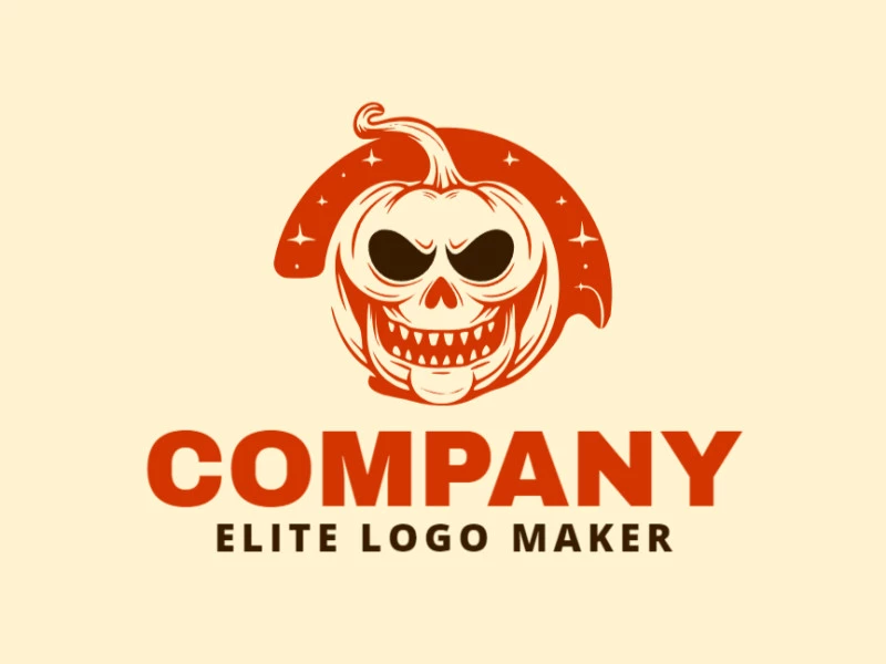 Memorable logo in the shape of an evil pumpkin with abstract style, and customizable colors.