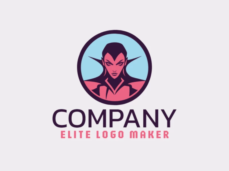 Ideal logo for different businesses in the shape of an evil witch with a symmetric style.