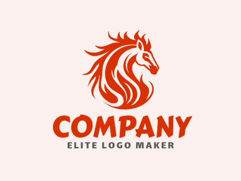 Simple logo in the shape of a fire Horse with creative design.