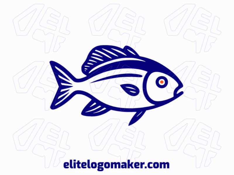 Illustrative logo in the shape of a fish swimming with creative design.