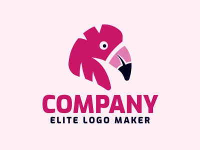 Abstract logo with the shape of a flamingo head with pink and black colors.