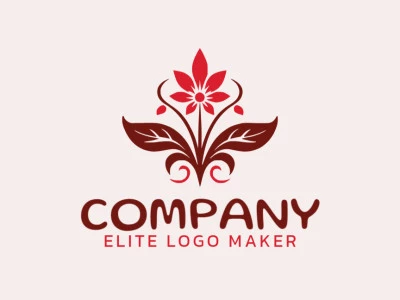 Create your own logo in the shape of a flower with an abstract style with red and dark red colors.